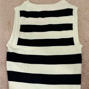 Zara Black and White Striped Knit Top